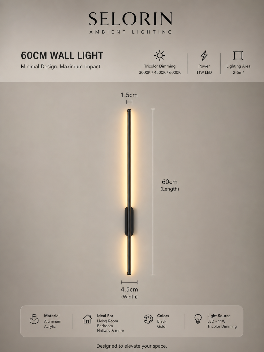 Noctra™ LED Wall Light-Modern Minimal Ambient
Lighting