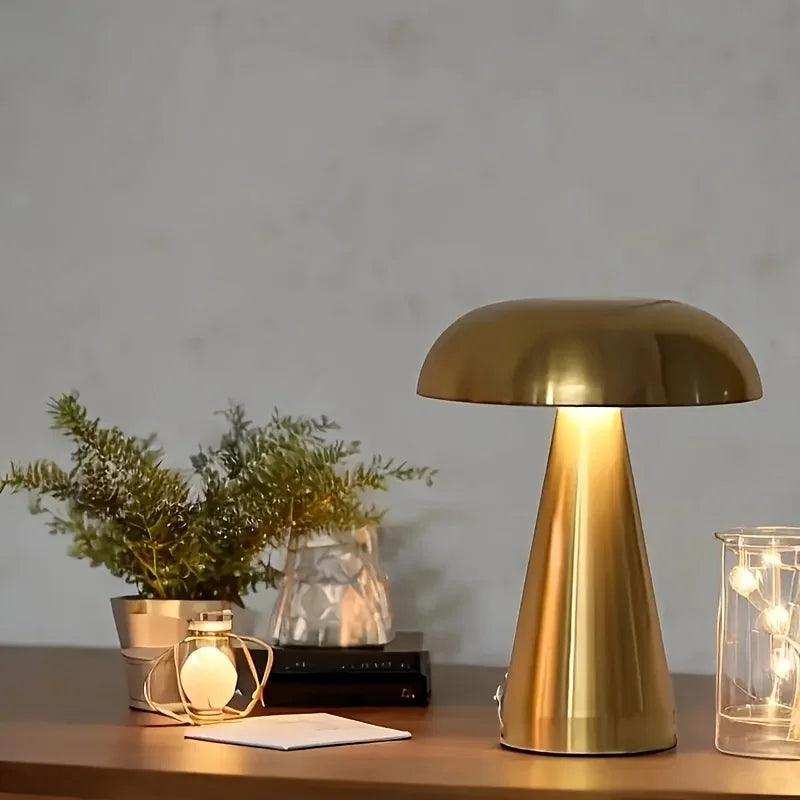 Selorin™ Retro Mushroom Table Lamp – Cordless Warm Ambient LED Light